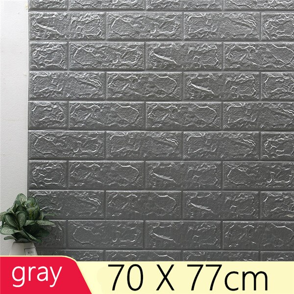 70 x 77/30cm självhäftande simuleringstegelklistermärken 3d tv-bakgrund vardagsrum vattentät ljudisolering tapeter: Silvergrå / 70 cm x 77cm