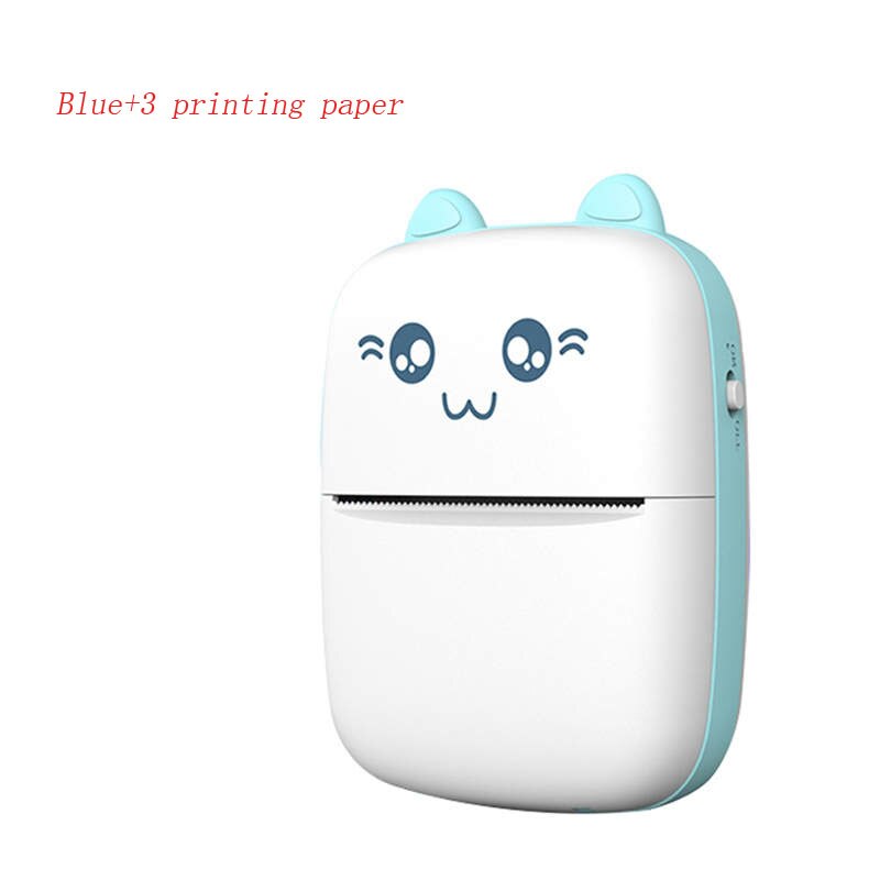 EZONE Mini Portable Photo Pocket Label Sticker Receipt Printer Mobile Printer School Office Supplies: Blue 3printing paper