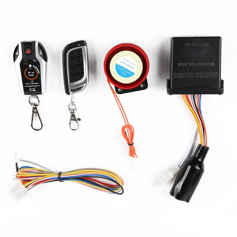 Tweeweg Motorfiets Anti-Diefstal Beveiliging Alarmsysteem Scooter Inbraak Trillingen Alarm Afstandsbediening Motor Start 5Meter Auto-Lock: Beige