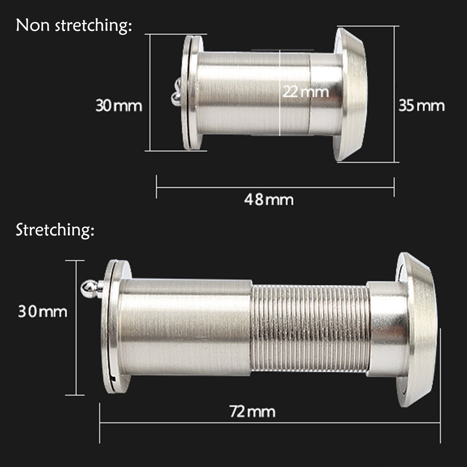 Dörrvisare 220 graders legering manipuleringsjusterbar hemsäkerhetskamera optisk glashus anti stöldöga video 16mm