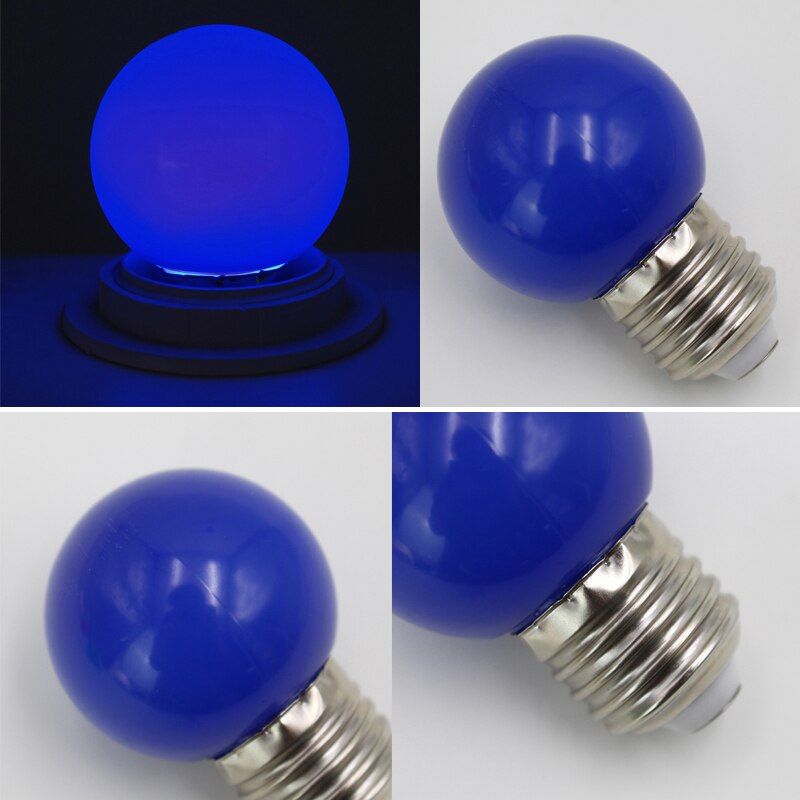 E27 led pærer  - e27 1w pe frostet led globe farverig hvid/rød/grøn/blå/gul lampe 220v -1 stk (blå)