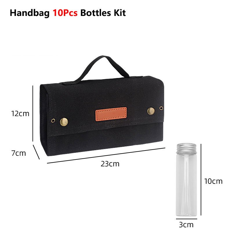 Outdoor Camping Spice Bottle Storage Bags Canvas Foldable Portable BBQ Picnic Seasoning Bottles Handbag Cruet Organizer Holder: black