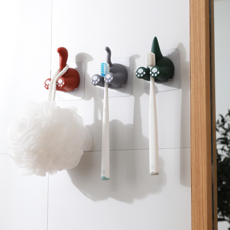 Cartoon Haken Universele Zelfklevende Haak Fun Animal Staart Muur Haken Multifunctionele Opslag Haak Voor Muur Koelkast Deur Thuis decor
