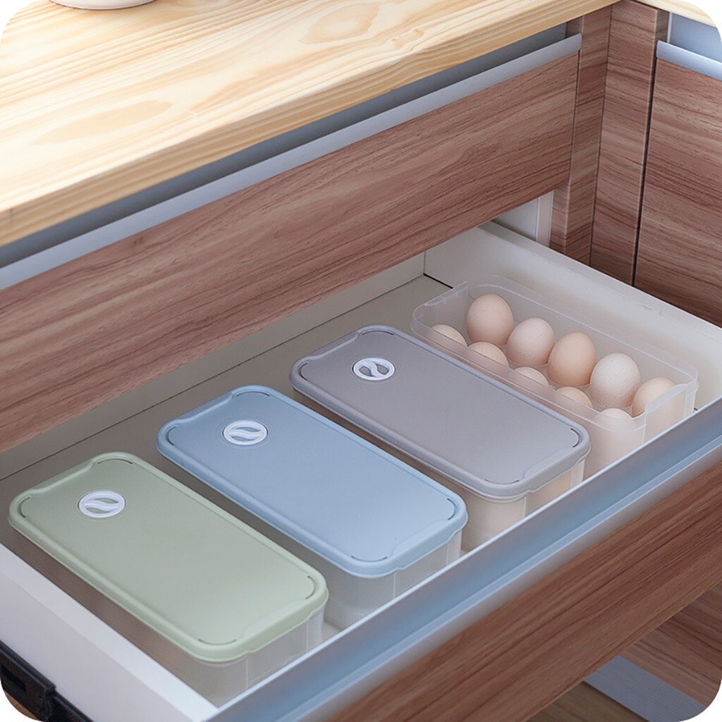Portable 10 Egg Holder Case Box Refrigerator Crisper Container Kitchen Food Preservation Storage Box Egg Rack Home Food Storage