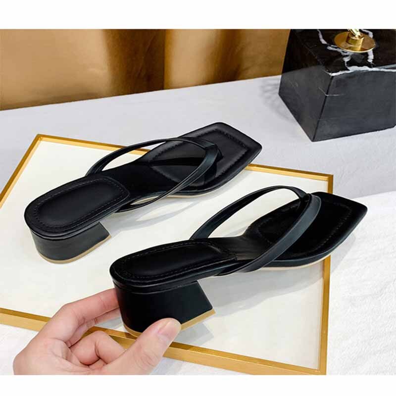 Femmes D'été Pantoufles À Talons Hauts Épais Babouches femmes Plage Tongs Sandales Plate-Forme Causal Chaussures Solides