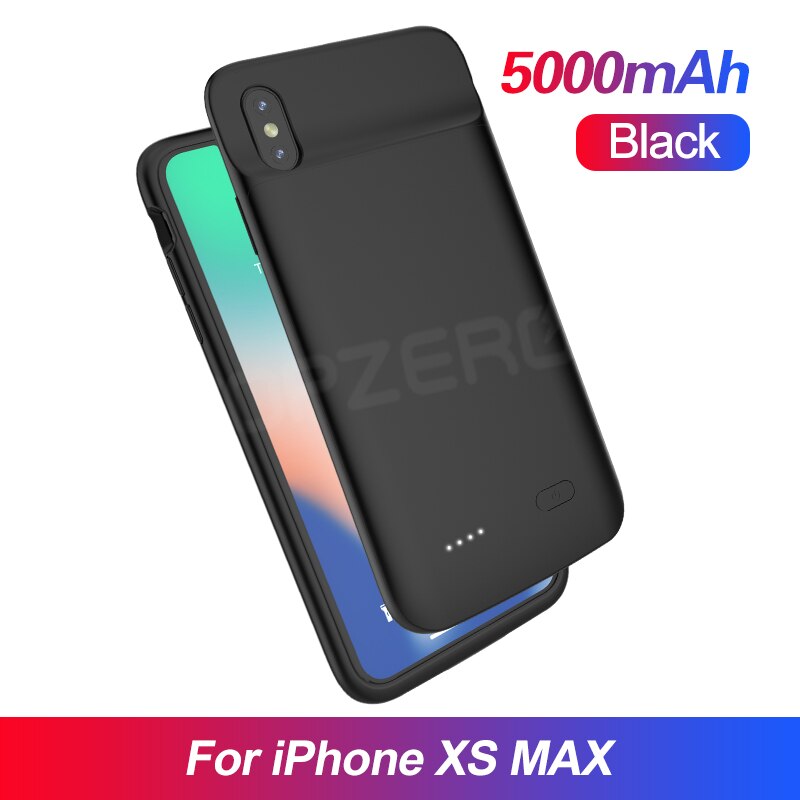 Battery Charger Case For iPhone 6 6S 7 8 Plus X XS XR XS MAX Portable Charging Case Universal External Battery Case For iPhone: Black XS MAX