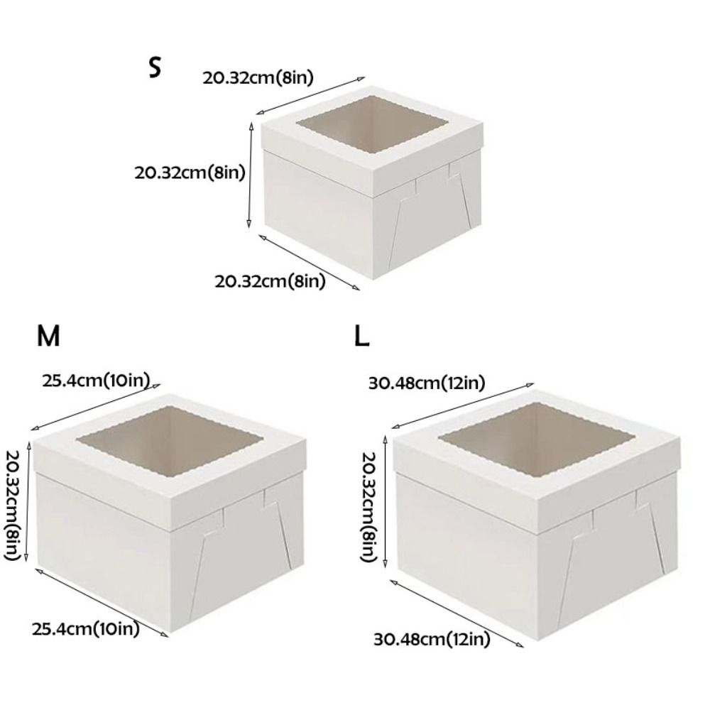 10pcs Multifunctional Square Disposable Cake Packaging Box with Window White Pastry Box DIY Cake Container Party