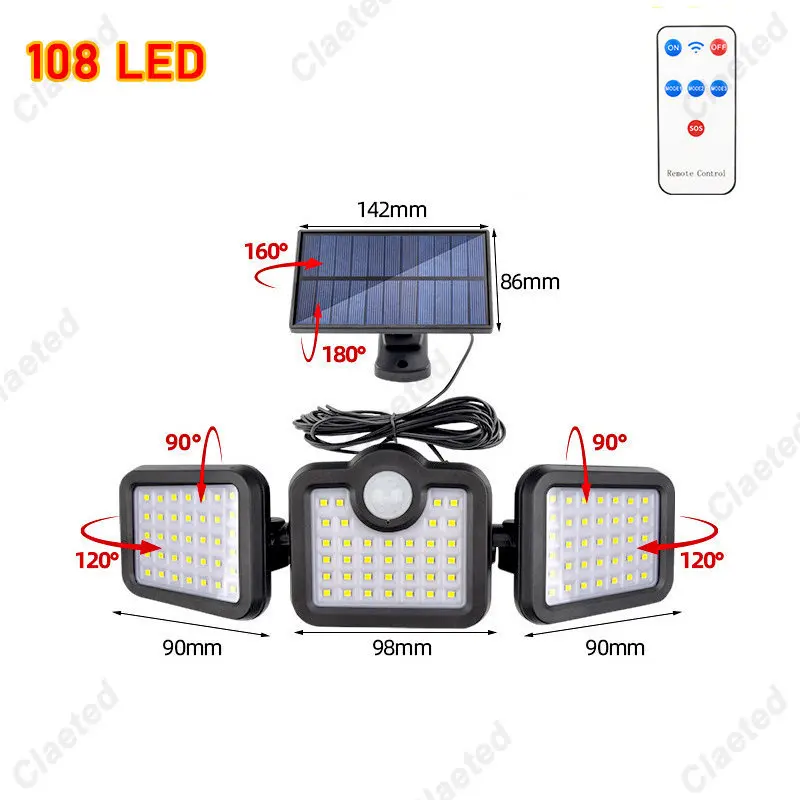 Super Bright Solar Wall Lights IP65 Waterproof Outdoor Indoor Solar Lamp With Adjustable Head Wide Lighting Angle Strong Power: ROSE