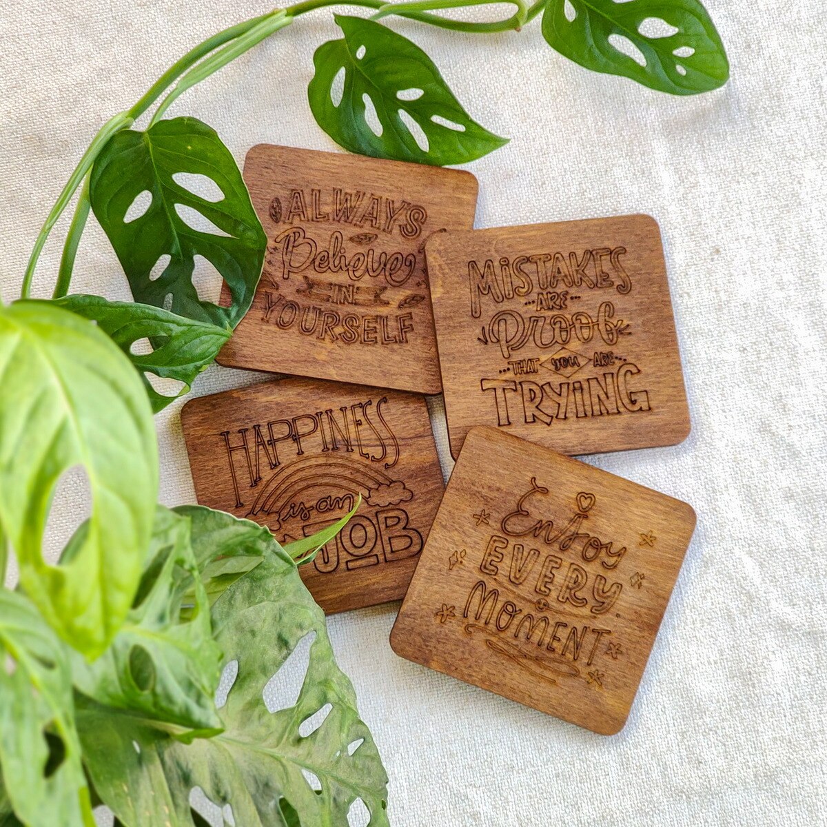 MD Mottolu Natural Wood Cup Mat - Round Coaster - Table Protection