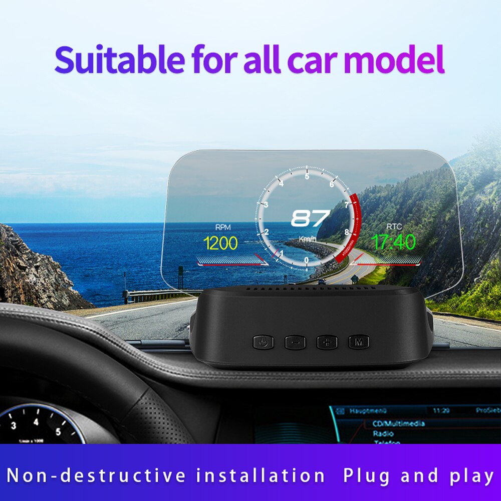 HUD Car GPS Navigation OBD2 Head Up Display Scanner On-board Computer Smart Windshield Gauges Bluetooth Speedometer Projection