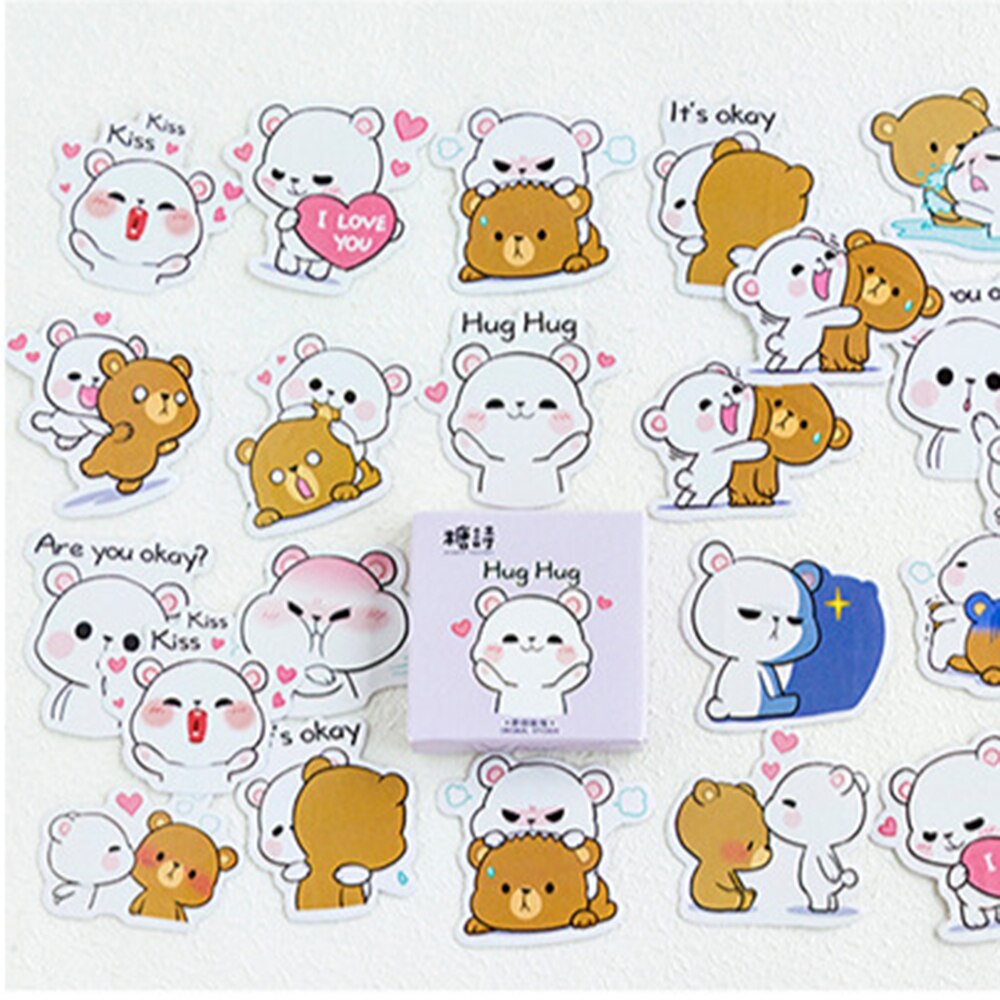 Lovely Hug Bear Decorative Stickers Scrapbooking Stick Label Diary Stationery Album Stickers
