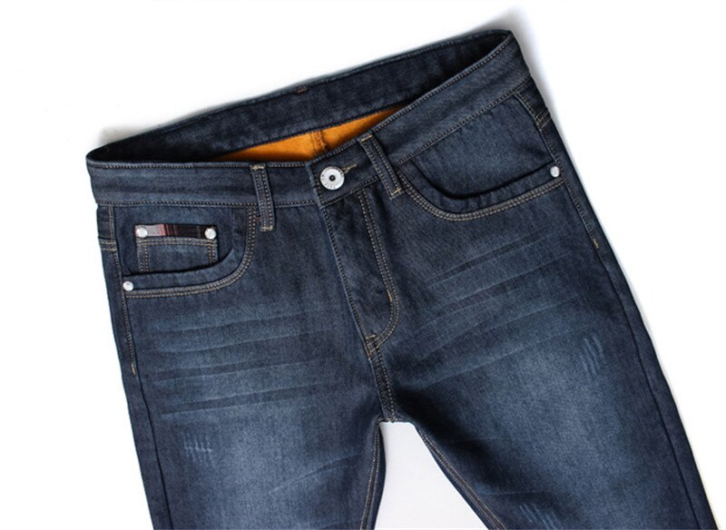 Spijkerbroek heren katoen vintage fluweel coole broek herfst & winter warme dikke denim jeans blauwe broek lange rechte broek