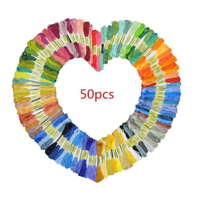 50-200pcs Multicolor Cross Stitch Threads Cotton Sewing Skeins Embroidery Thread Silk Line Floss Skein Kit DIY Sewing Tool Craft: Color 50PCS