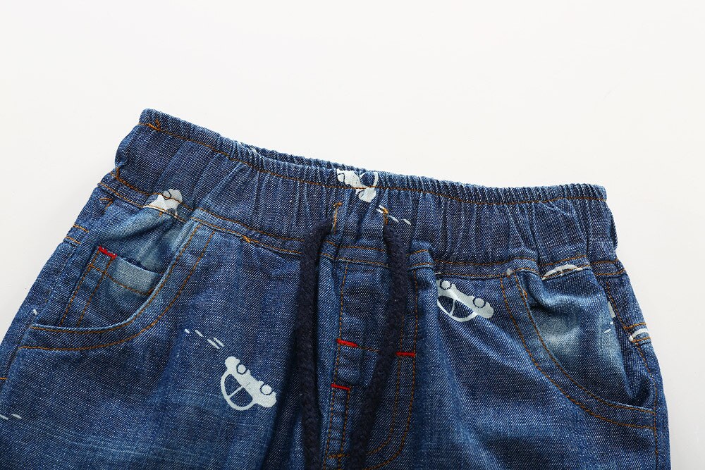 Børn cowboy shorts børn dreng afslappet denim stil tegneserie lomme sommer korte strandbukser småbørn drenge skoletøj 2-7y