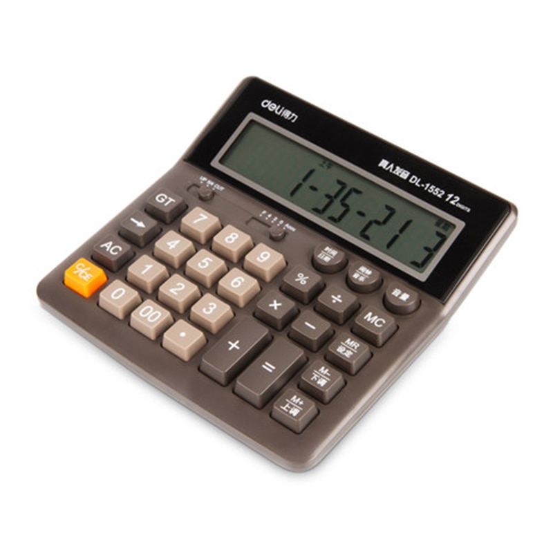 Ordenador de voz Deli 1552, 12 teclas de ordenador, Calculadora financiera grande dedicada, 1 unidad