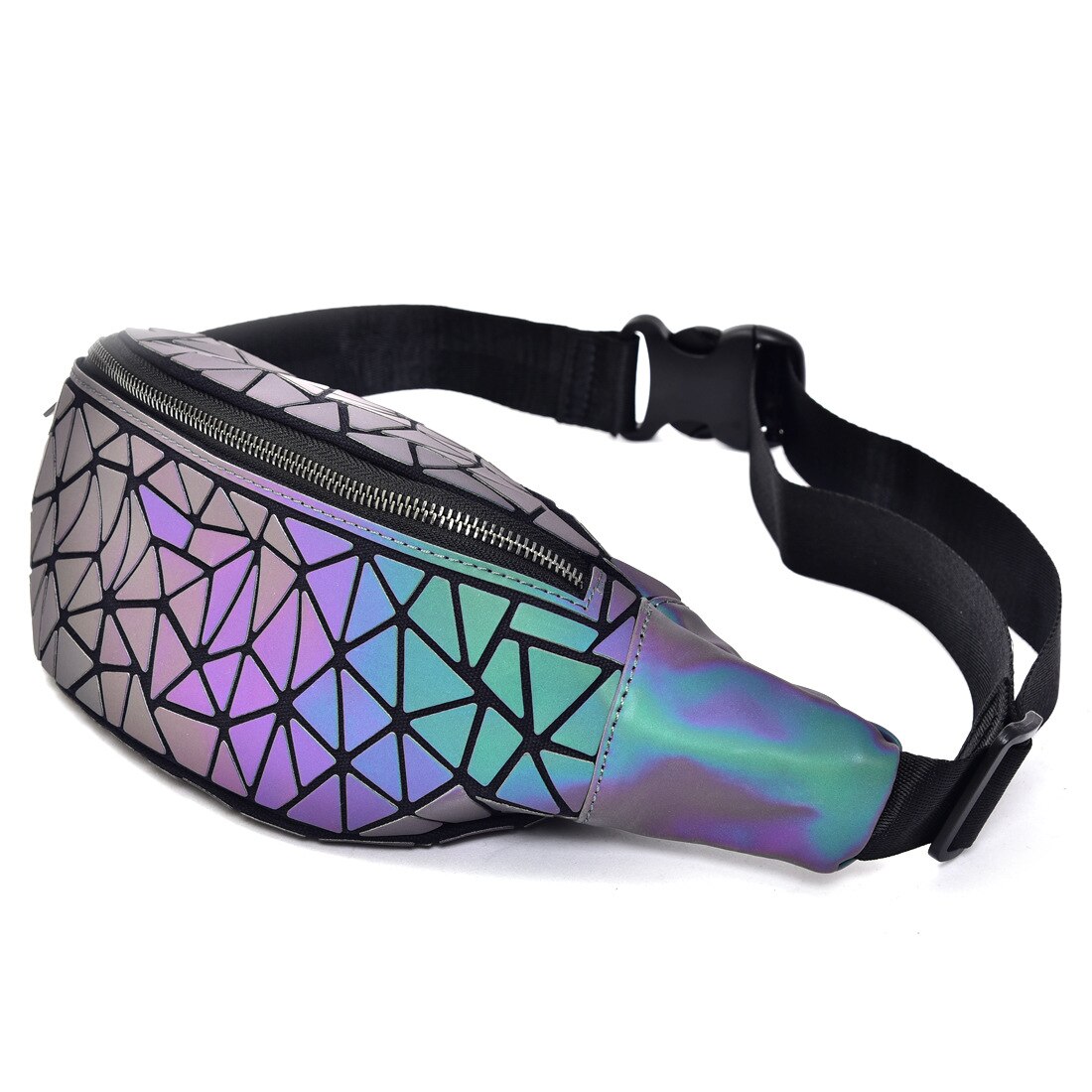 Crocrogo Womens 'Holografische Taille Borst Fanny Pack Mens' Lichtgevende Geometrische Riem Bum Iriserende Bag Travelling Gym Portemonnee Portemonnee