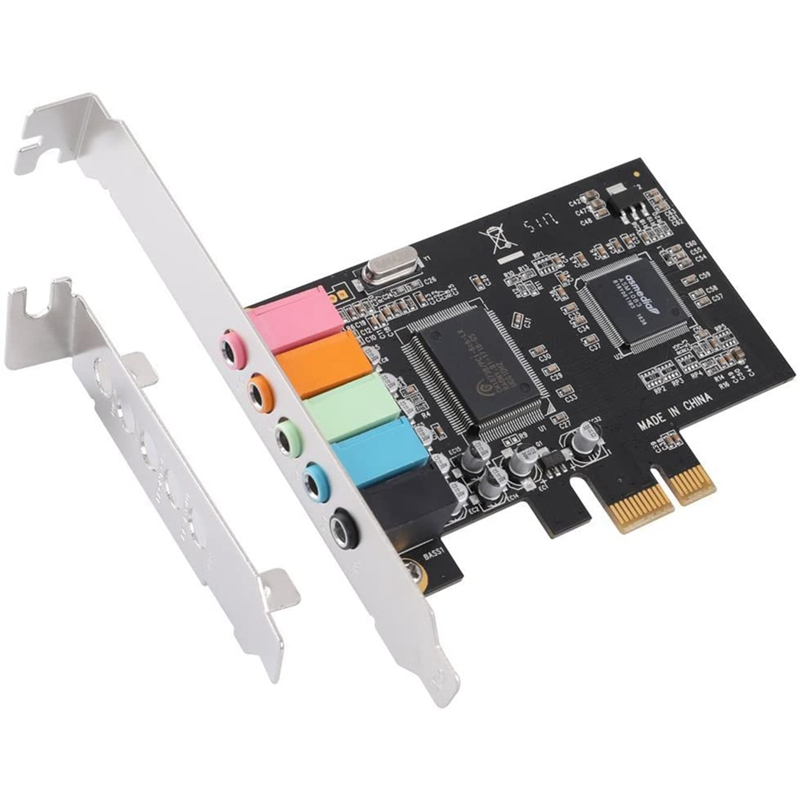 PCIe Sound Card 5.1, PCI Express Surround Card 3D Stereo Audio with High Sound Performance PC Sound Card CMI8738 Chip: Default Title