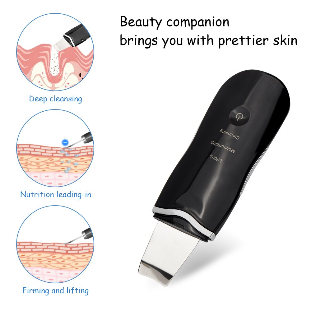 Máquina do purificador da pele ultra-sônica profunda rosto pá de limpeza máquina peeling pá facial remover cravo poros mais limpo rosto