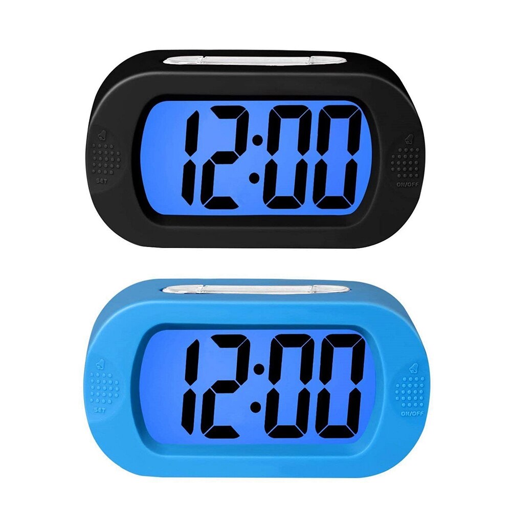 Silicone LCD Digital Alarm Clock Electric Snooze Clock Silicone Luminous Table Clock Home Decoration Alarm Clock Black Blue