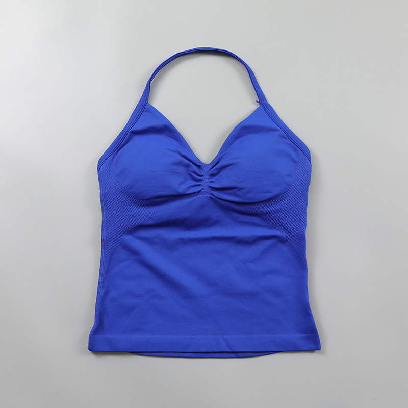 Impact Longline Strappy Top Women Seamless Yoga Tank Tops Ruched Backless Gym Clothes Workout Sleeveless Shirts With Buit In Bra