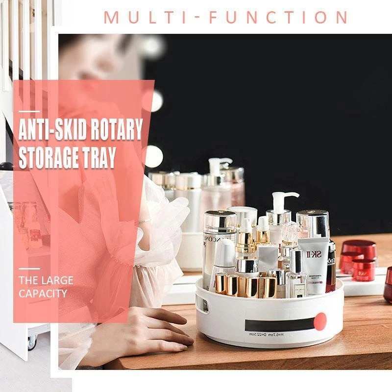 Multi-Function Anti-Skid Rotary Storage Tray Display Plastic Rotary Kitchen Bathroom Party Shelf 360 Rotation Cosmetic Desk