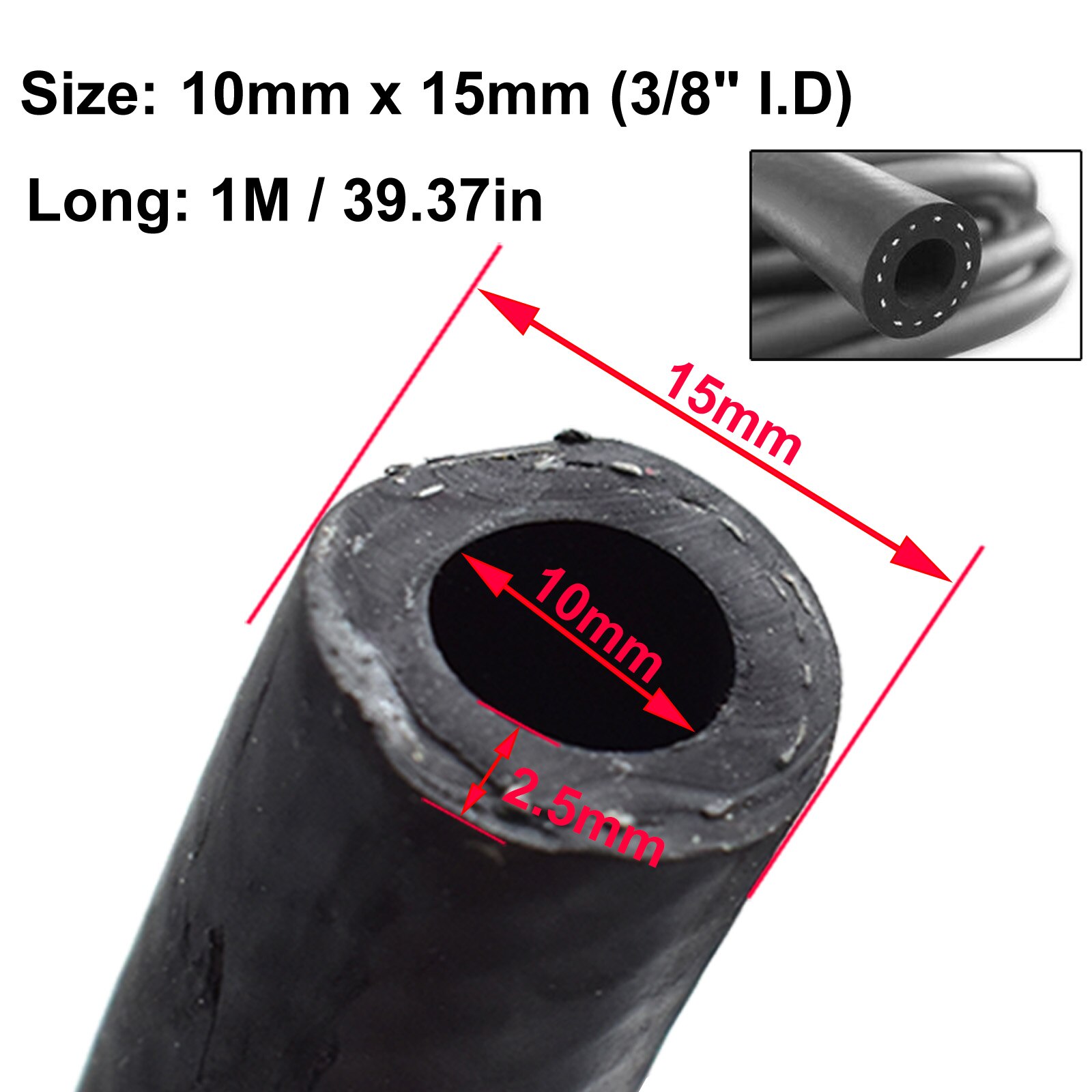 5mm 6mm 8mm 10mm Innen/10mm 11mm 13mm 15mm Außen Durchmesser auto Kraftstoff Schlauch Motor Anti-aging Gummi Luft Vakuum Öl Benzin Schlauch: 10mm x 15mm 1M