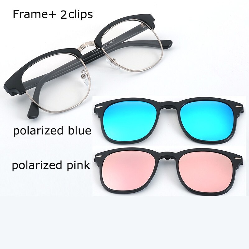 Spectacle Frame Eyeglasses Men Women With Polarized Clip On Sunglasses Magnetic Glasses Male Myopia Optical RS2218: RS2218 C07