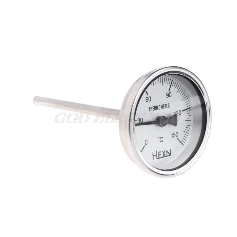 OOTDTY Stainless Steel 304 bi-metallic Thermometer 0-50~300 degrees, Probe length L=100, 1/4"PT Thread WSS-303: 150 degree