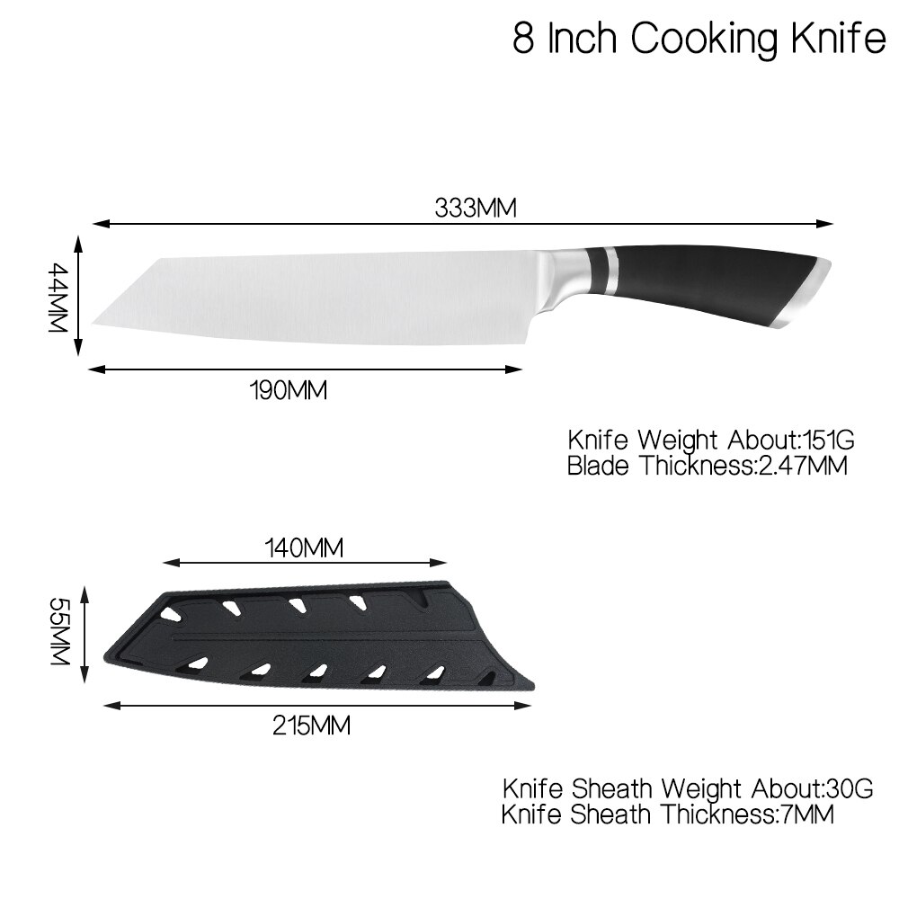 Sowoll Beef Slicing Knife 8 Inch Master Chef Knives Seamless Welding Stainless Steel Cleaver Cooking Knife Kitchen Slice Knives