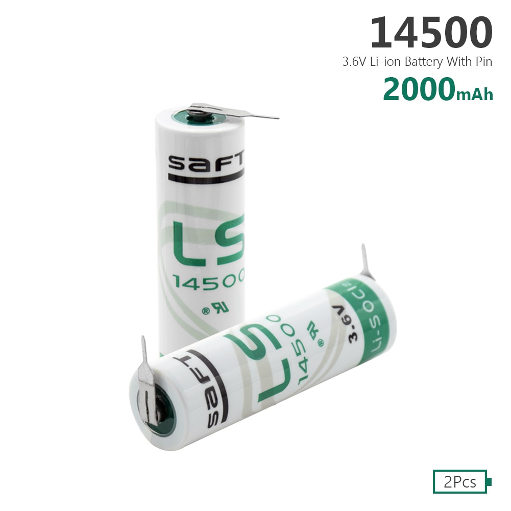 2pcs 14500 Battery For LS14500 14500 AA 3.6V PLC industrial automation equipment CNC machine lithium battery with pins