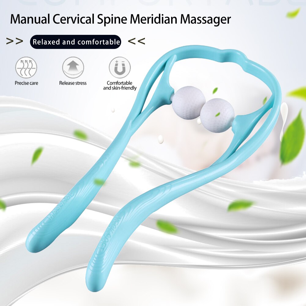 Dual Trigger Point Therapy Neck Massager Neck and Shoulder Roller Self-Massage Tool Pressure Relieve Hand Deep Massage