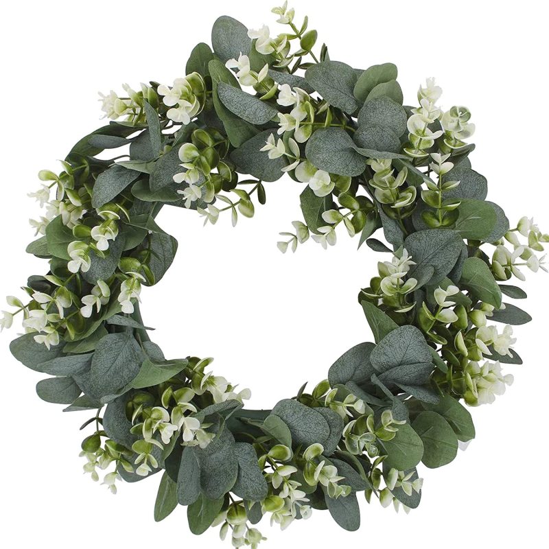 Konstgjord blomma eukalyptus krans utomhusdekoration ytterdörr vägg fönster dekoration simulering firande krans