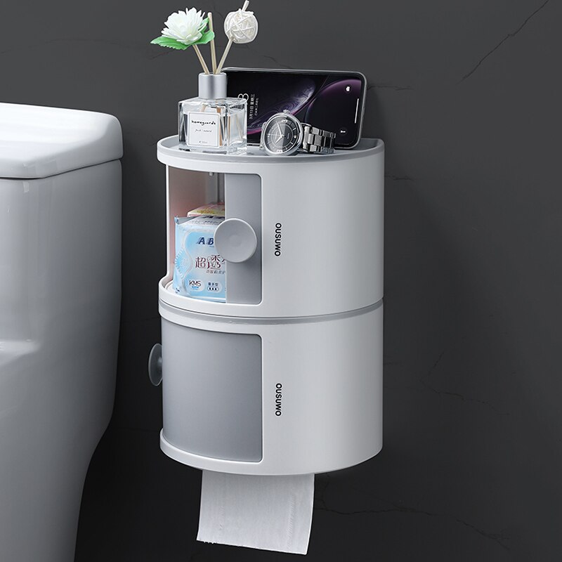 Toiletpapirkasse kosmetisk opbevaringsboks vandtæt vægmonteret papirholder hylde rulle papir opbevaringsboks