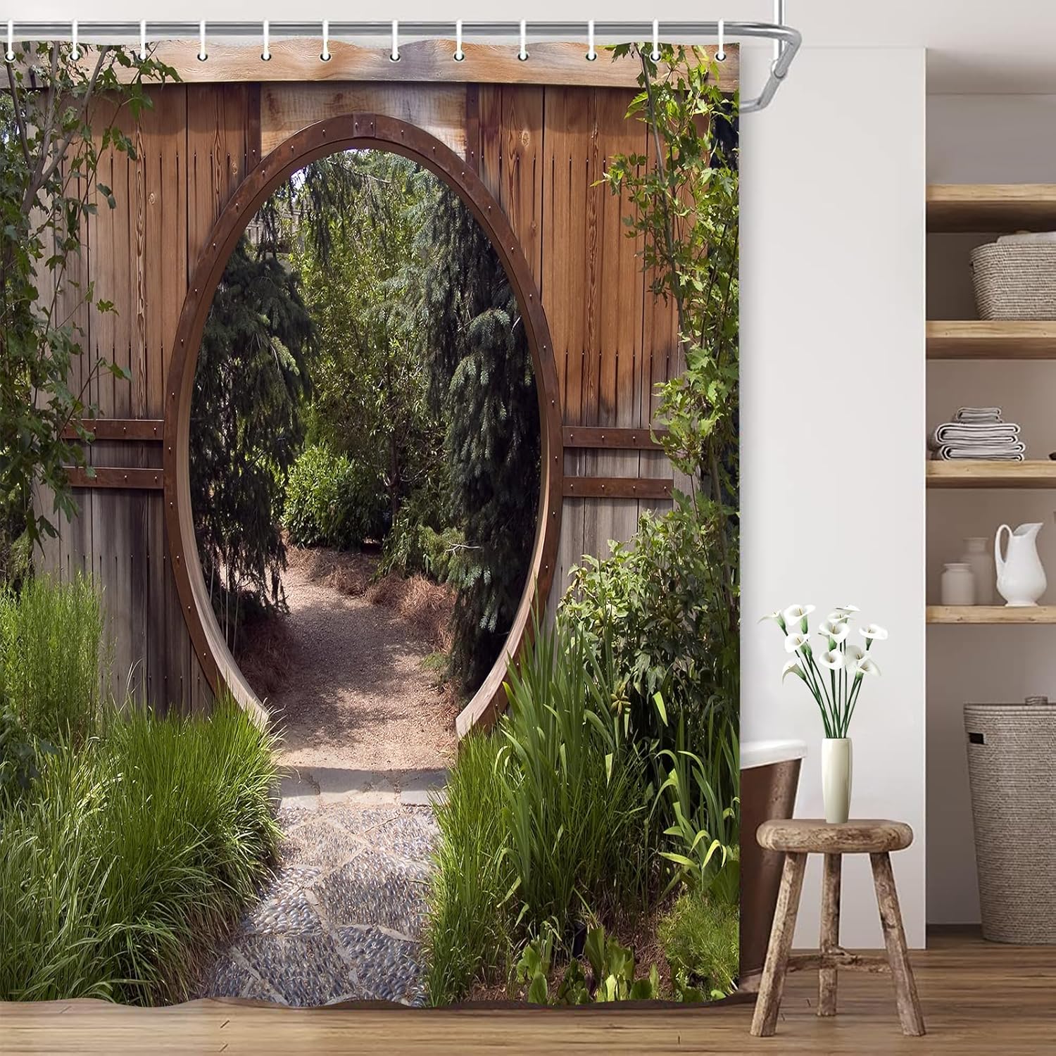Natuur Douchegordijnen Bos Bad Gordijn Polyester Stof Badkamer Scheidingswand Met Haken Schilderachtige Decor Douchegordijn