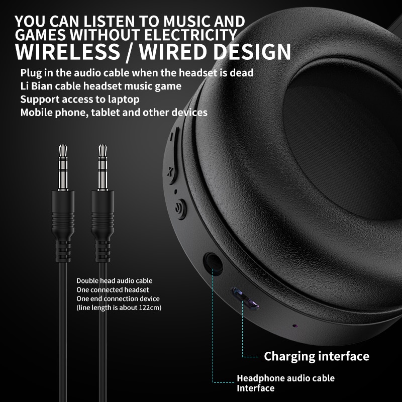 SH33 Bluetooth 5.0 Headphones HIFI Stereo Wireless Earphone Gaming Headsets Over-ear Noise Canceling with Mic Support