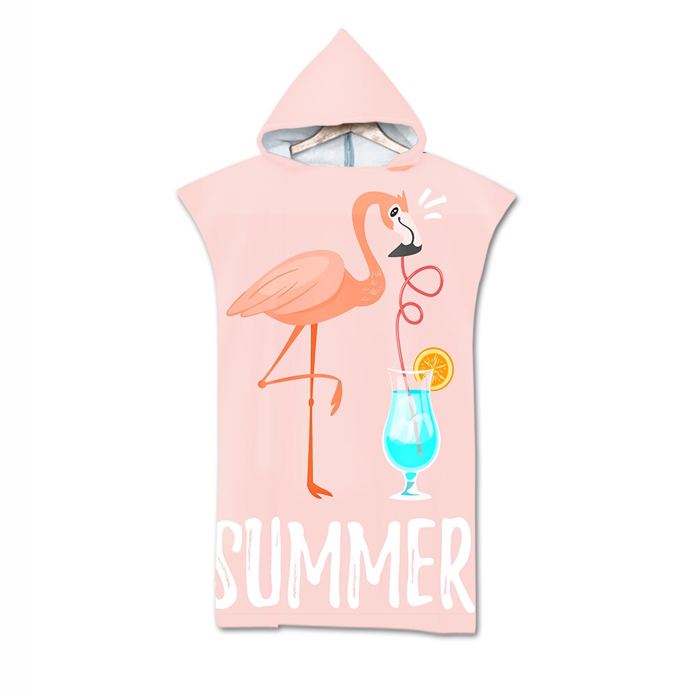 Tropische Bloem Monstera Parrot Toekan Flamingo Aloha Volwassen Kinderen Hooded Handdoek Zwembad Bad Strandlaken Poncho