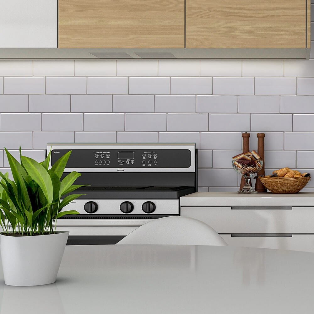 Vividtiles Thicker Peel And Stick Premium Wall Tiles White Subway For Bathroom Shower Kitchen Backsplash - 5 Pieces Pack