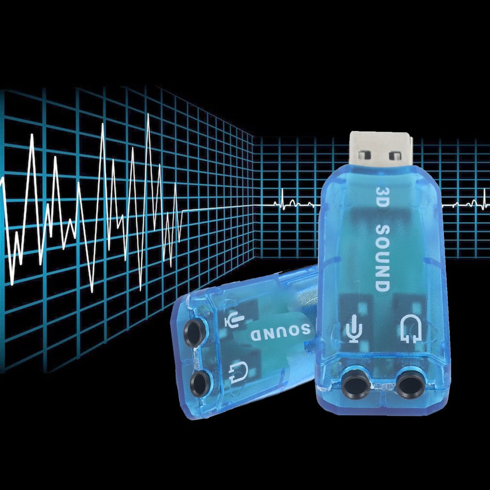 3D Audio Card USB 1.1 Mic/Speaker Adapter Surround Sound 7 CH for Laptop notebook
