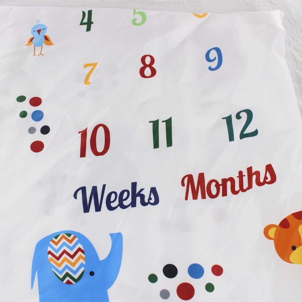 Baby Milestone Blanket Monthly Growth Blankets Newborns Infant Animal Lion Background Cloth Photography Props