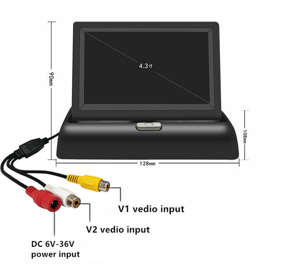 4.3 "HD Opvouwbaar Car Rear View Monitor Omkeren Kleur LCD Tft-scherm voor Vrachtwagen Voertuig Backup Achteruitrijcamera