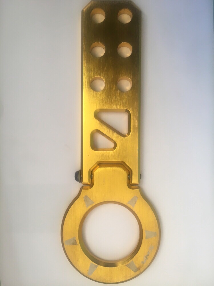 adjustable VMS split rear towing hook tail hook car modification rear rod towing hook decorative towing hook: gold-1
