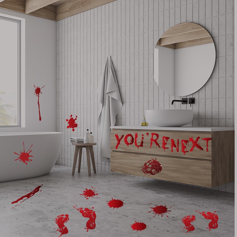 Halloween Sticker Horror Bloed Handafdruk Voetafdruk Vingerafdruk Muur Venster Vloer Decor Horror Bloed Sticker Spookhuis Decor