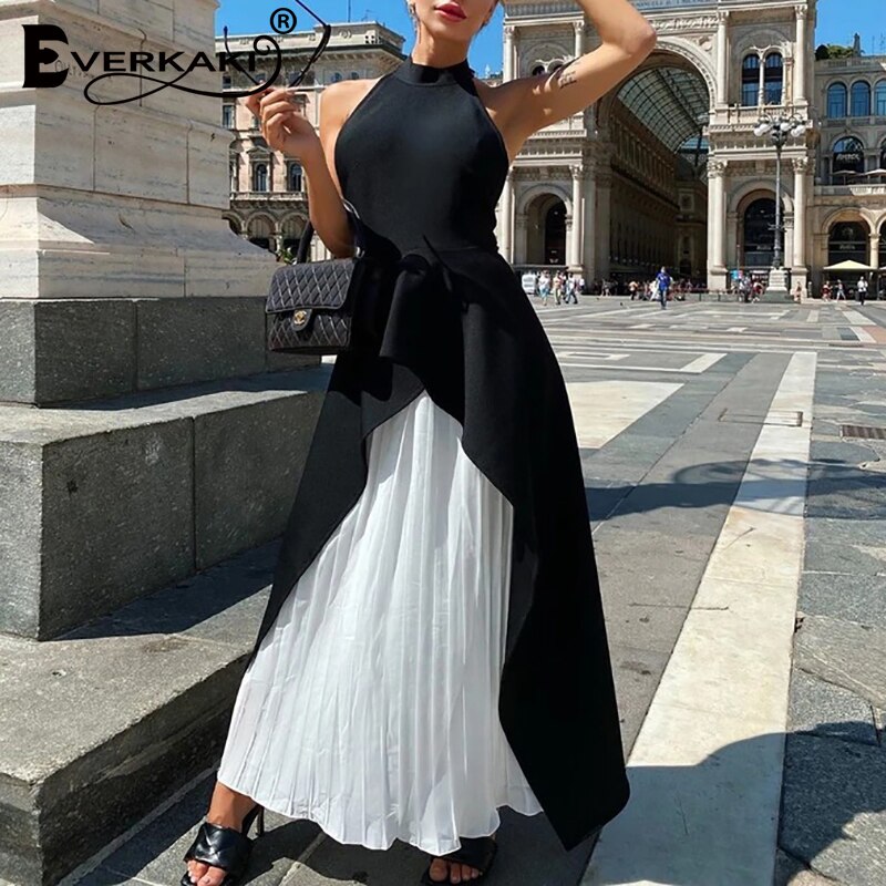 Everkaki chic patchwork maxi kjole kvinder sommerk... – Grandado