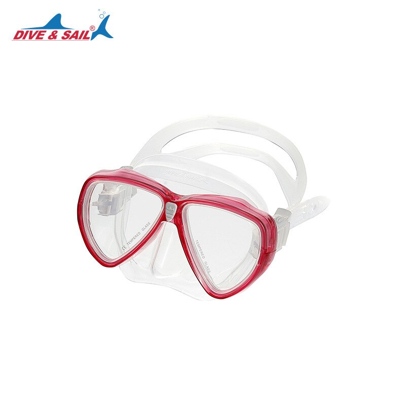 Skuba Diving Mask Snorkel Anti-Fog Goggles Set Diving Glasses with Dry Snorkel Tube Diving Equipment: Diving Glasses Red