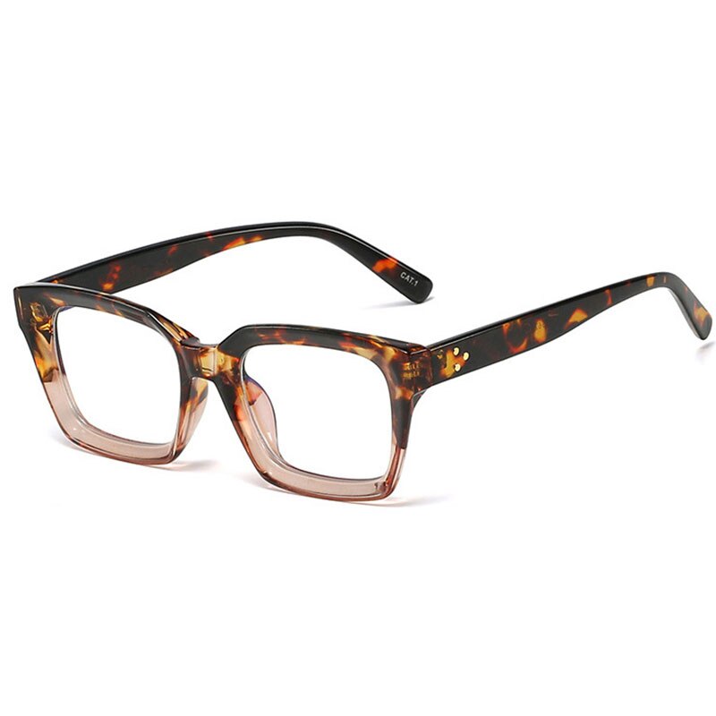 HBK Square Eyeglasses Frame Women Optical Clear Glasses Frame Brand Plain Eye Glasses Oculos De Grau Femininos: C01 Leopard
