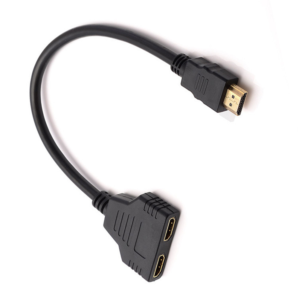 HDMI 2 Dual Port Y Splitter 1080P HDMI v1.4 Male to Double Female Adapter Cable 1 In 2 Out HDMI Converter Connect Cable Cord