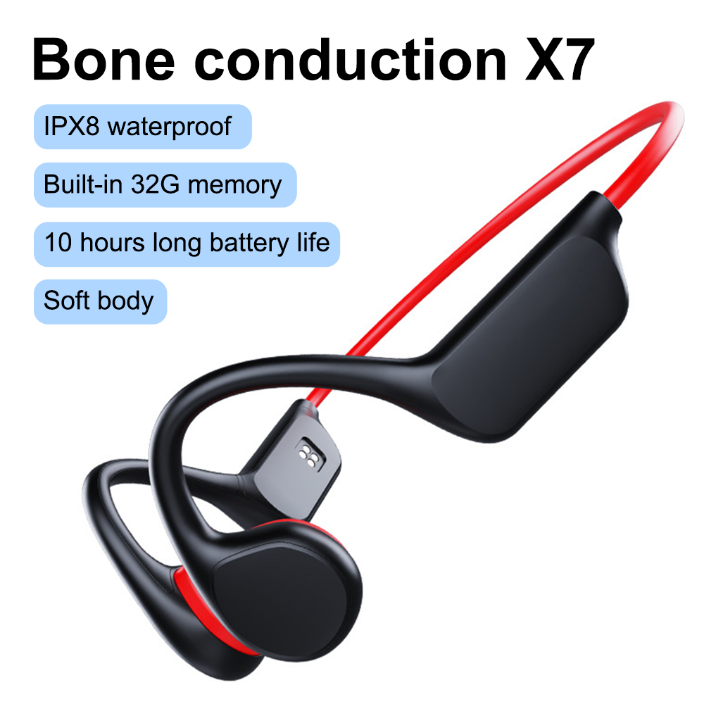 Bone Conduction Headset X7 IPX8 32GB Geheugen 5.3 Bluetooth Draadloze Headset met microfoon Waterdicht Zwemmen 2024 Nieuw