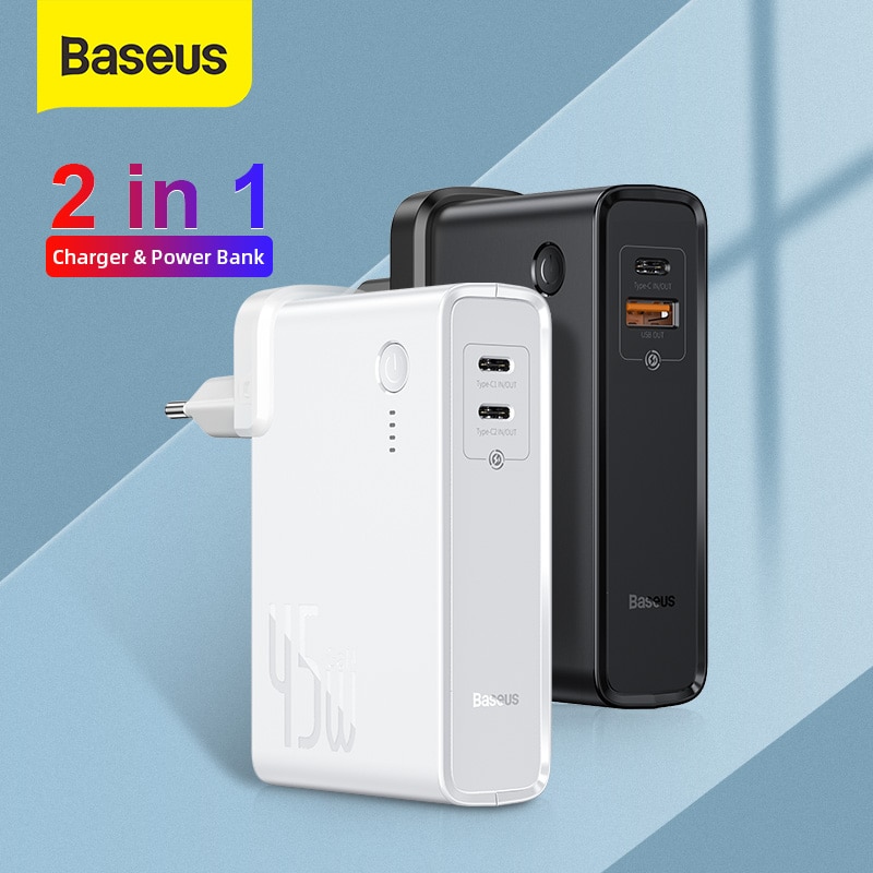 Baseus 45W Gan Charger Qc Snelle Usb Charger Voor Iphone Xiaomi 10000Mah Power Bank PD3.0 QC3.0 Scp Quick oplader Voor Notebook