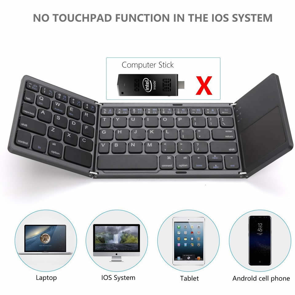 Opvouwbaar Bluetooth Draadloos Toetsenbord Met Touchpad Universele Draagbare Draadloze Toetsenbord Met Touchpad Voor Tablet Pc Laptop Ipad