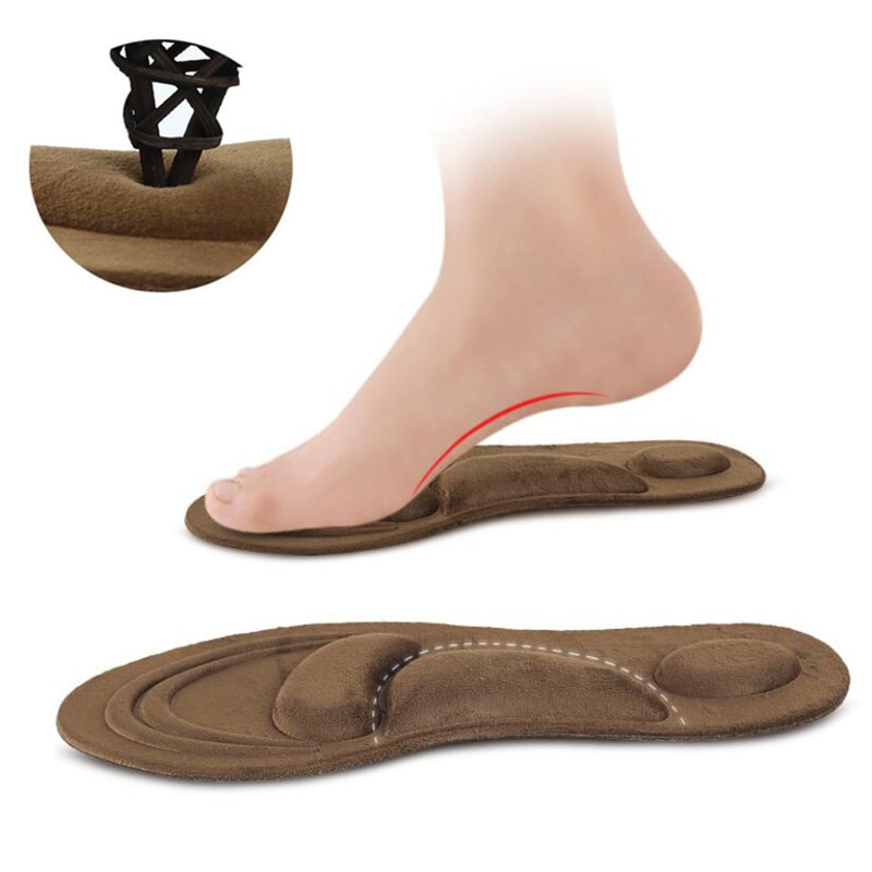 Semelles orthopédiques en daim 4D, mousse à mémoire de forme, Support d&#39;arc, chaussures de soins pieds plats, coussinets orthopédiques